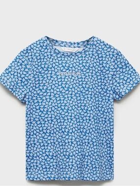 Mango Kids Blue Floral Logo Tee